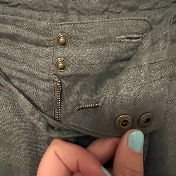 Olive green linen pants - Picture 5 of 7